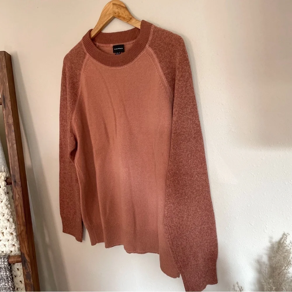 Club Monaco | Garment Dyed Colorblock Wool Sweater, Mauve/Rust/Fall